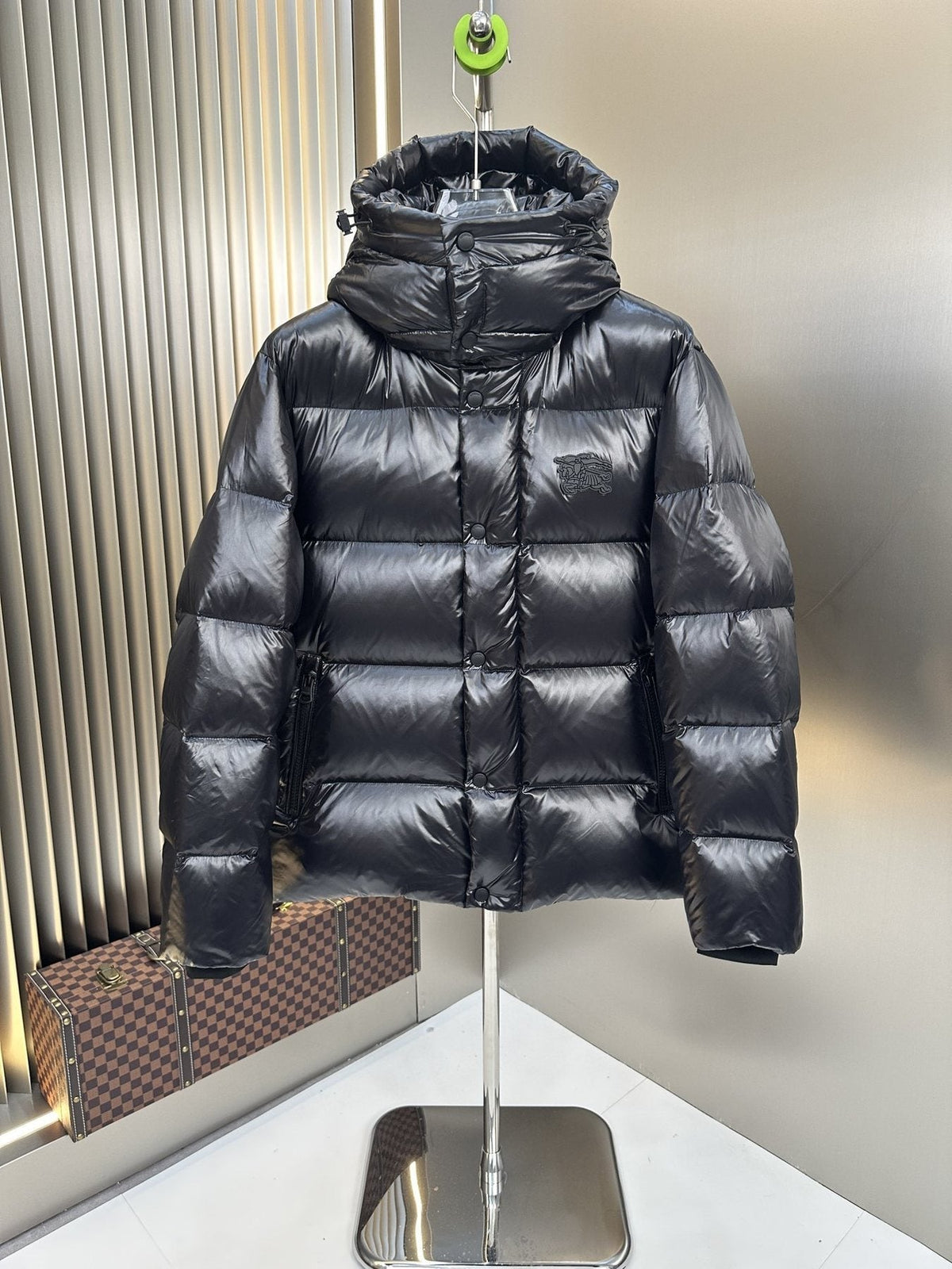 Burberry Hooded Equestrian Knight Puffer Jacket — front