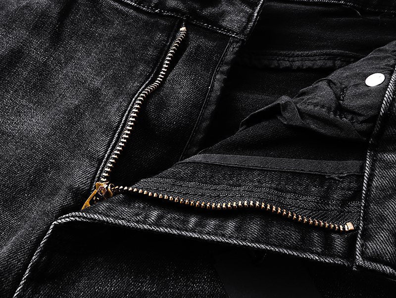 R+A Washed Distressed Black Jeans — detail